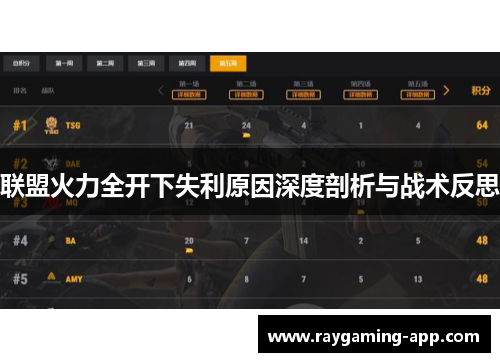 联盟火力全开下失利原因深度剖析与战术反思